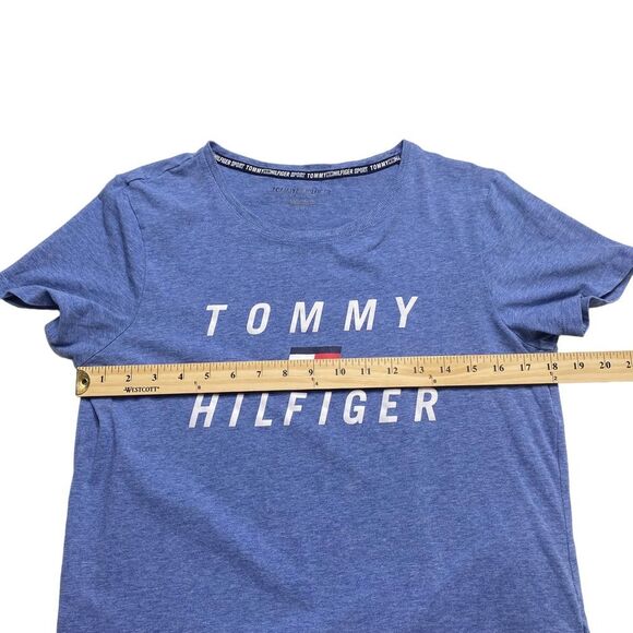 Tommy Hilfiger Sport Spell Out Tee Shirt Blue Sz L - Picture 3 of 7